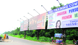 Illegal advertisements put up on the forest departments hoardings on the Ferozepur road.