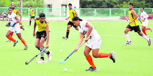 The Indian womens hockey team play a practice match in Patiala.