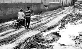 A link road on the Zirakpur-Chandigarh highway in a pathetic condition.