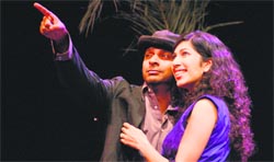 Artistes perform during the play Love on the Brink at Tagore Theatre in Chandigarh on Friday.