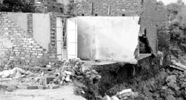 The demolished houses.