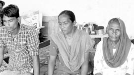 The families affected by landslides in a community centre at Bir Ghaggar village in Panchkula on Friday.
