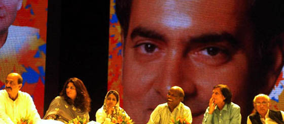 Poets at an Indo-Pak Mushaira in Gurgaon on Thursday night.