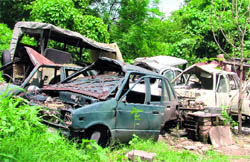 Unclaimed vehicles at a police station in Ludhiana