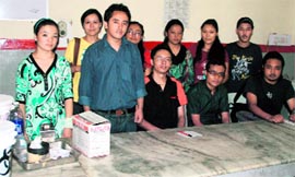 A group of Ladakh students attend to patients at the Orthopaedics ward of the GMCH in Jammu on Staurday.
