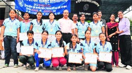 The winning girls team of the volleyball team of the Kendriya Vidyalaya, Birpur after winning the Kendriya Vidyalaya Sports Meet-2010 in Dehradun on Sunday.
