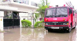 A view of a posh colony in Dehradun after heavy showers.