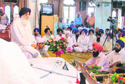 Chief Minister Parkash Singh Badal attends a function on the death anniversary of SGPC supremo Avtar Singh Makkars wife in Ludhiana on Sunday