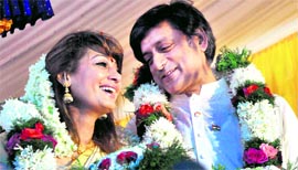 Former Union Minister Shashi Tharoor weds Sunanda Pushkar at his ancestral home in Elavanchery village of Palakkad district in Kerala on Sunday.