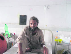 A villager suffering from diarrhoea undergoes treatment at the Civil Hospital, Fatehgarh Sahib