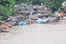A submerged Peeli Gaon village in Haridwar. 