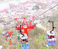 Rope way service for the temples of Mata Mansa Devi and Mata Chandi Devi