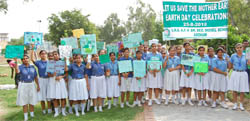 Students of LRS DAV School taking out a rally in Abohar on Wednesday