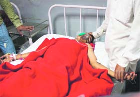 Vikas, who received a bullet injury in the abdomen, undergoes treatment at GMC Hospital in Jammu