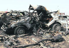 A site of a bomb attack in Basra on Wednesday.