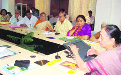Uttarakhand Governor Margaret Alva chairs a meeting of the Uttarakhand Child Development Board in Dehradun on Thursday.