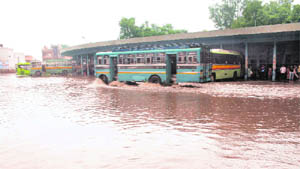 The waterlogged Gurgaon bus stand after a spell of heavy rain.
