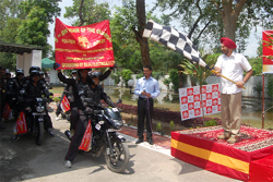 The motorcycle expedition being flagged off at the Jyoti stadium in Ferozepur cantonment 