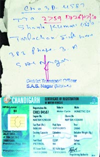 The registration certificate being issued by the Mohali Transport Authority on a paper and other issued by the Chandigarh Transport Authority.