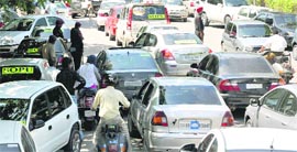 Cars used during the SOPU rally at Panjab University on Friday.