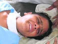 A schoolgirl in pain at the primary health centre in Kalanwali in Sirsa on Friday.