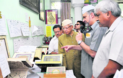 Former Uttarakhand Chief Minister ND Tiwari at an exhibition titled Holy Quran in the Mirror of Calligraphic Art in Dehradun