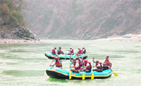 Rafters in action in the Ganga near Rishikesh