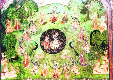 The Raas Leela between Krishna and the gopis has been a favourite theme with artists