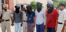 The four accused being presented before the media in Bathinda on Sunday.