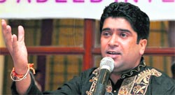 A ghazal singer performs at the Adeeb International Club in Ludhiana.