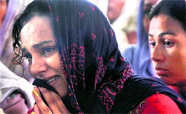 Sister of Rajveer Singh at a gurdwara in Ludhiana on Sunday.