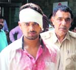 Rajiv Thapar, who was stabbed in Sector 22, at the Sector 16 Government Multi-Speciality Hospital in Chandigarh