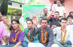 UKD workers on a relay hunger strike in Dehradun