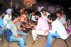 Students chalk out strategy at the PU, Chandigarh, on Wednesday