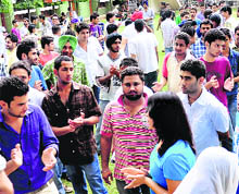 Students campaign at DAV College, Sector 10, Chandigarh, on Wednesday