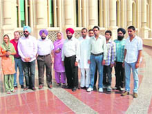 Relatives of eight of the 17 Indian boys facing the death sentence outside the Sharjah court after the hearing on Wednesday.