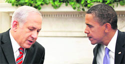 US President Barack Obama with Israeli PM Benjamin Netanyahu at the White House on Wednesday.