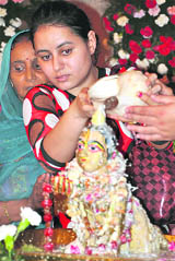 Janamashtmi being celebrated at Sector 36 in Chandigarh on Thursday.