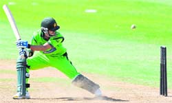 Pakistans Fawad Alam watches as he is bowled out during their match against county side Somerset, in Taunton, on Thursday. Batting first, Pakistan were scored 264 and won the match by 8 runs. 