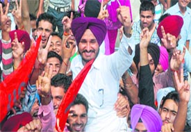Manpreet Singh, who was elected as president, in a jubilant mood at PGGC, Sector 11. 