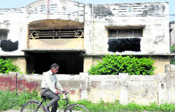 Black paint applied on the wall of the property where Surinder Jathaul painted his address nearly a month ago in Ludhiana