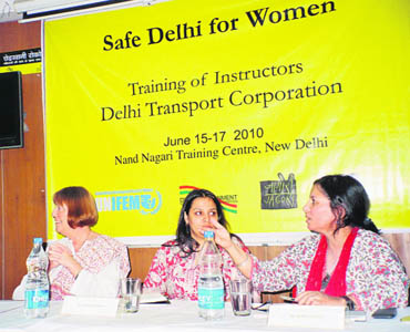Department of Women and Child Development officials and NGO Jagori representatives at a gender sensitisation training workshop for DTC staff