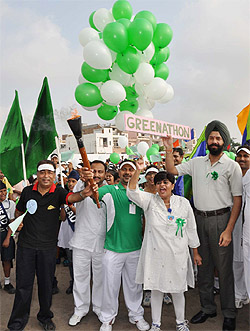 DC Gurkirat Kirpal Singh at the launch of Greenathon in Bathinda on Sunday. A Tribune photograph