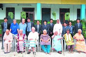 Students of University of Petroleum with the inmates of Prem Dham, an old age home, in Dehradun