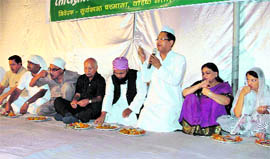People attend Congress leader Suryakant Dhasmanas Iftar party in Dehradun on Sunday