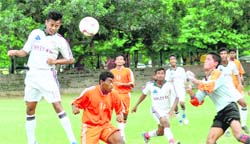 Players in action during a football match at Sector 17 in Chandigarh