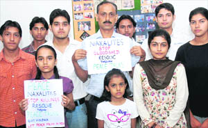 Teacher-cum-social activist Mihir Banerjee, who wants to lead a team of six students for peace talks with Naxalites, in Karnal on Monday. Banerjee said he would contact Naxalite leaders and try to persuade them to shun violence.