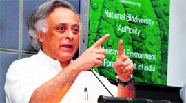 Jairam Ramesh, Union Minister for Environment and Forests, addresses the sixth national meeting of state biodiversity boards in Chandigarh on Monday.