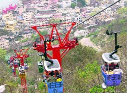 The ropeway service to Mata Mansa Devi and Mata Chandi Devi temples in Haridwar.