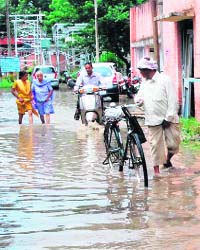 A waterlogged power station in Karnal after a downpour